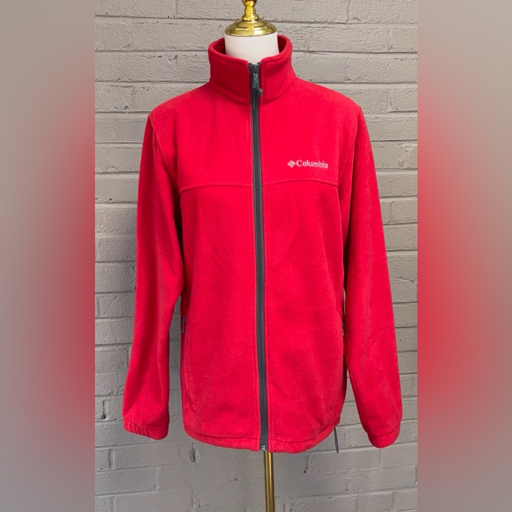 Columbia Red Fleece zip front Jacket S